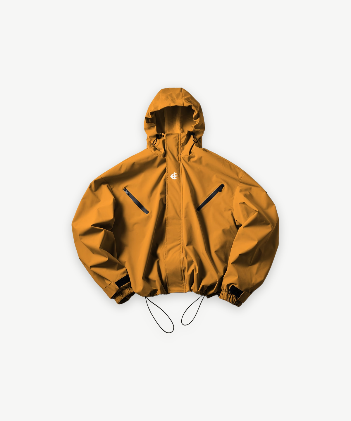 ORBIT - JACKE in Orange, Einzelansicht mit Logo