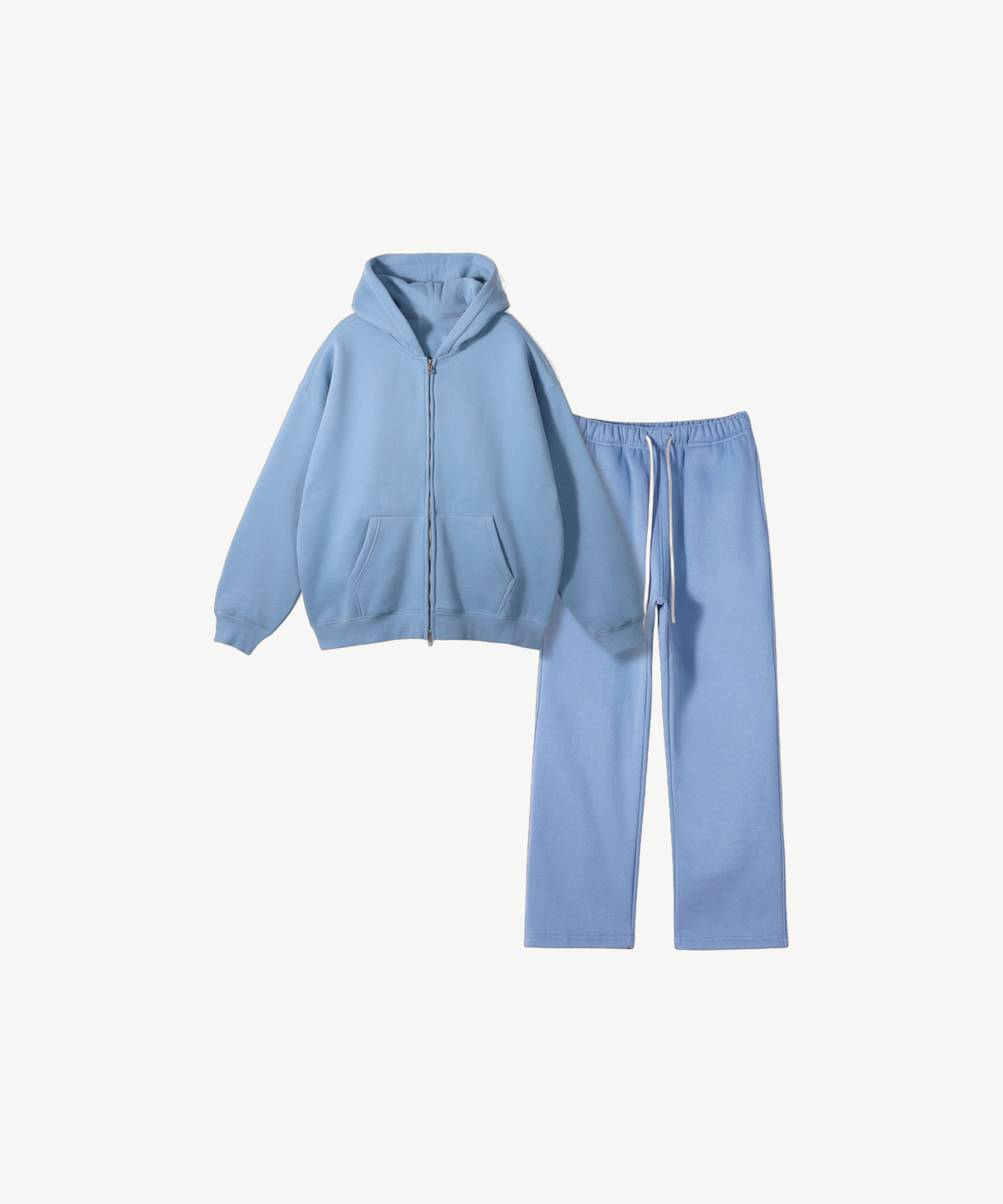 VELOR - ZIP TRACKSUIT in Hellblau, Einzelansicht von Hoodie mit Zip und Jogger