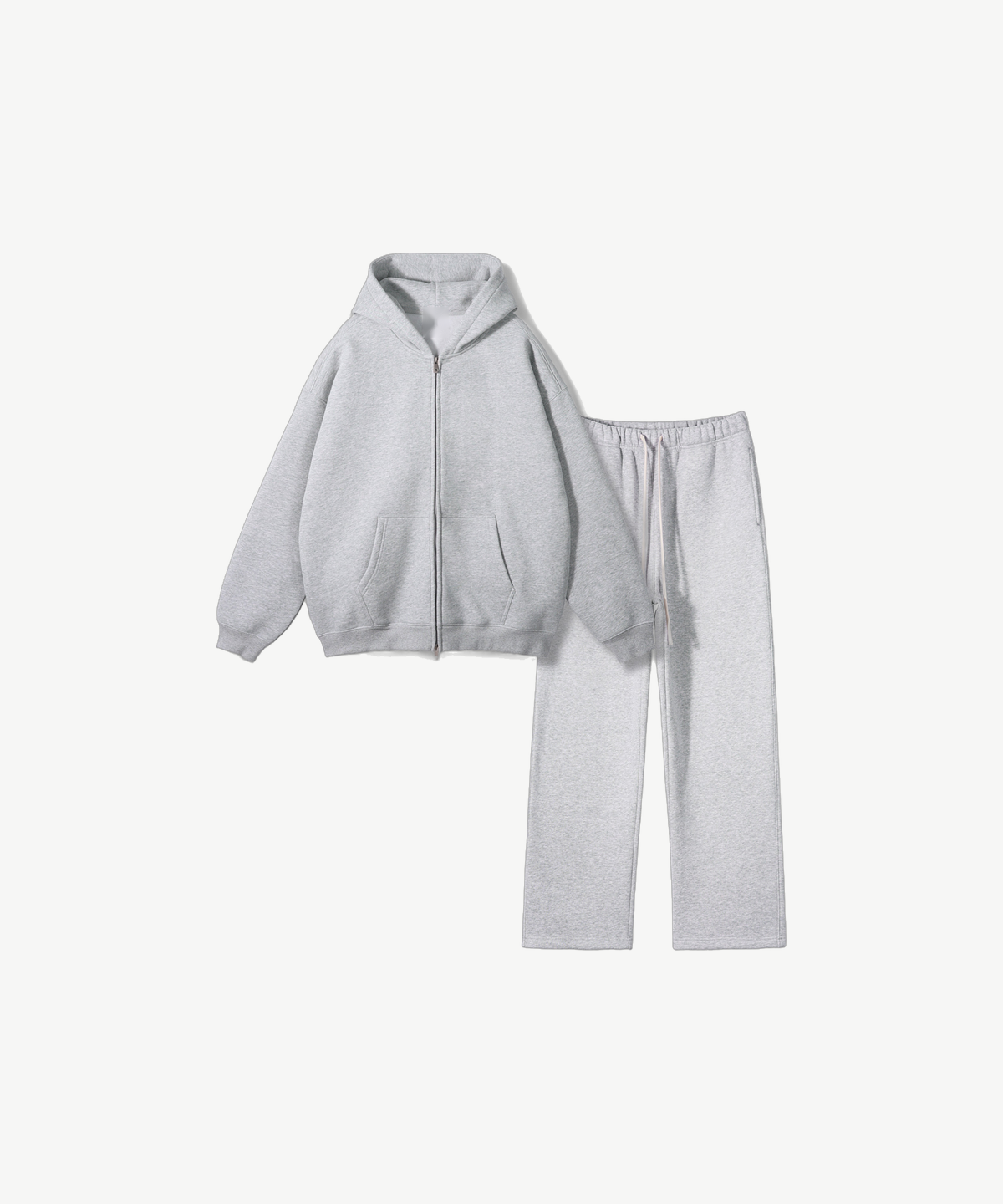 VELOR - ZIP TRACKSUIT in Hellgrau, Einzelansicht von Hoodie mit Zip und Jogger
