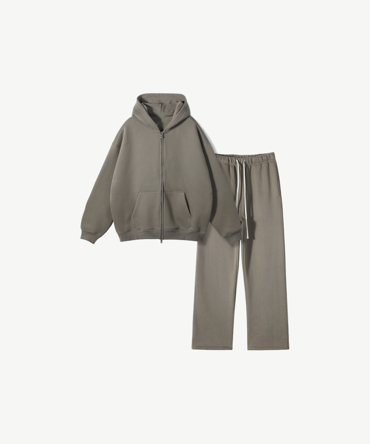 VELOR - ZIP TRACKSUIT in Taupe, Einzelansicht von Hoodie mit Zip und Jogger