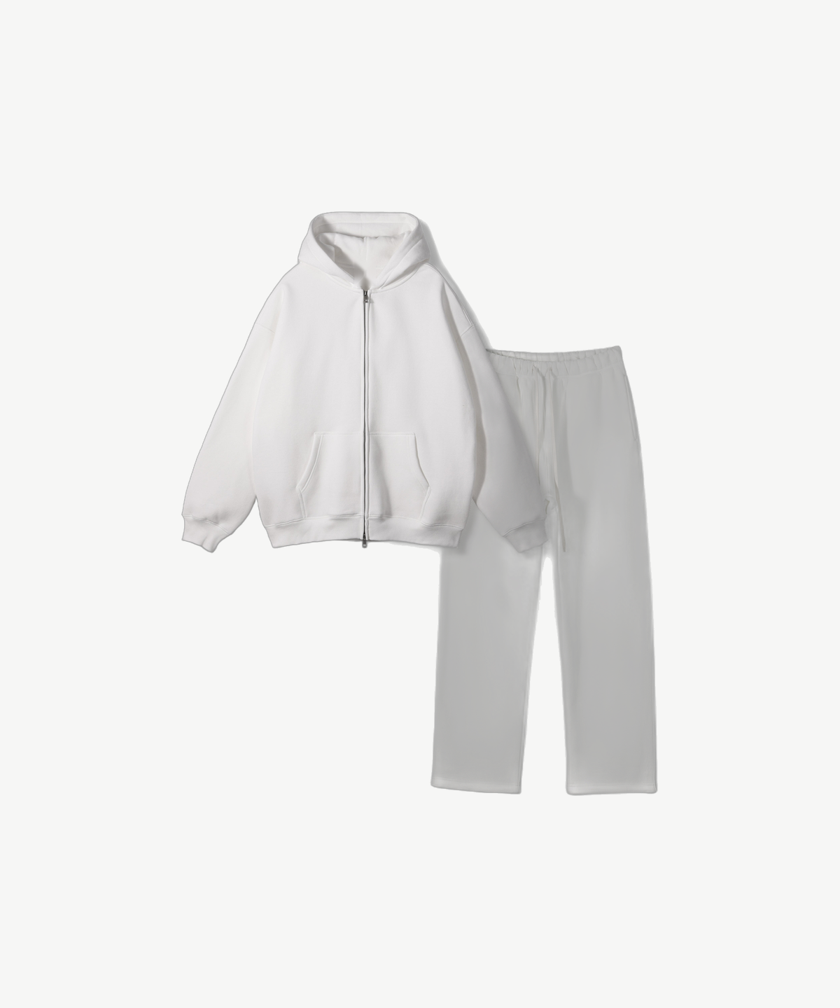 VELOR - ZIP TRACKSUIT in Weiß, Einzelansicht von Hoodie mit Zip und Jogger